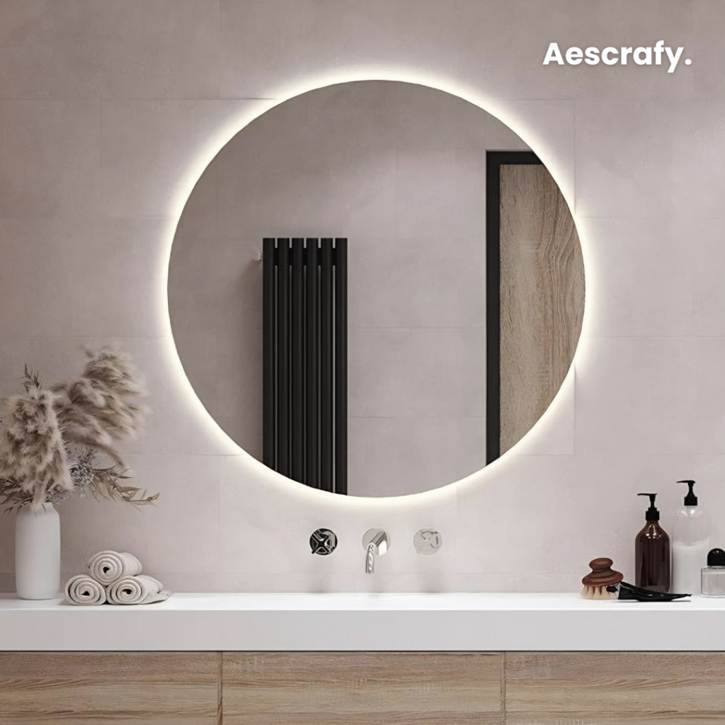 Cermin Bulat LED Dekorasi Dinding Aesthetic